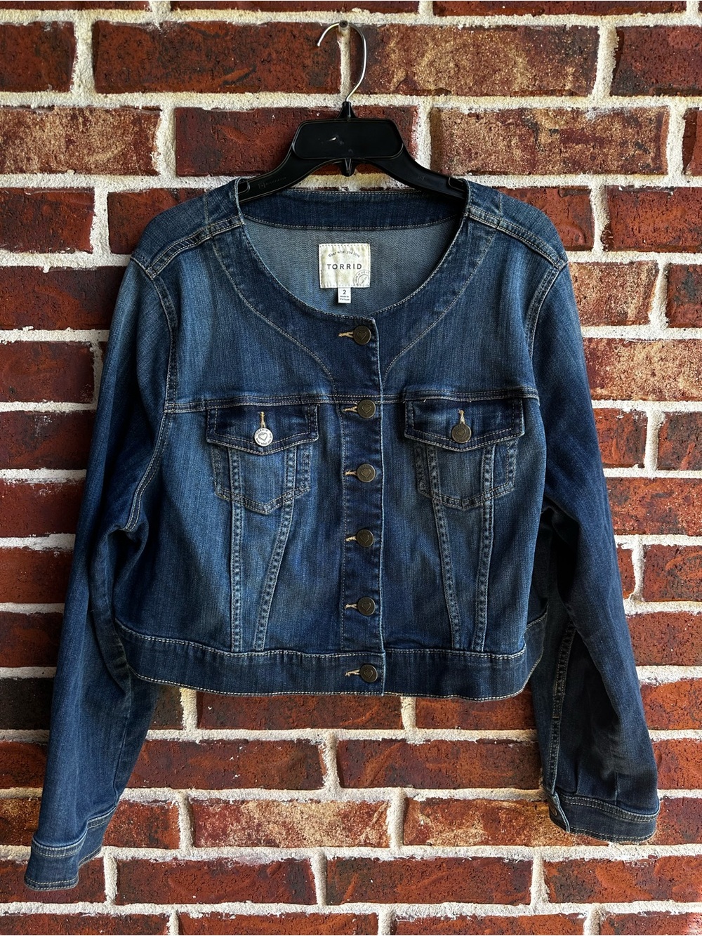 Torrid Dark Blue Cropped Denim Jacket